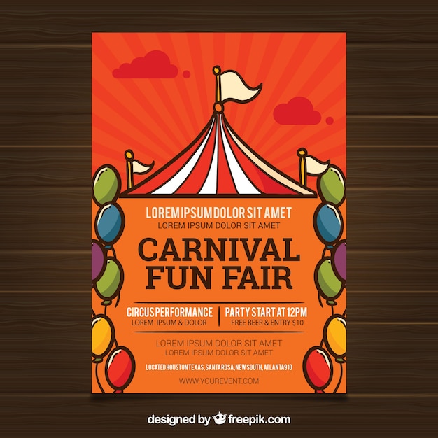 Carnival poster template with tent