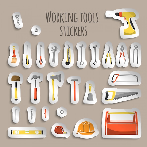 Free Vector carpenter working tools stickers