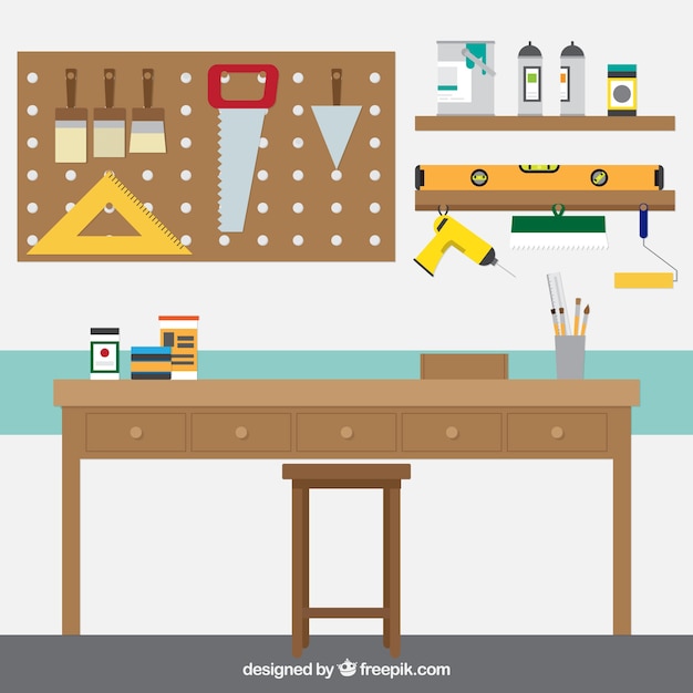 Free Vector carpentry workplace