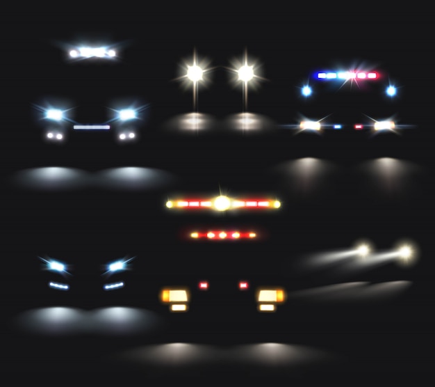 Free Vector cars headlamp realistic set