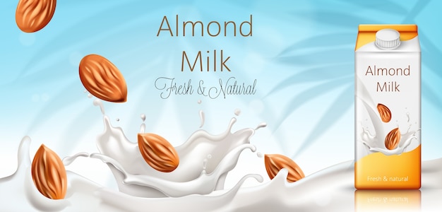 Free Vector carton box with almond milk