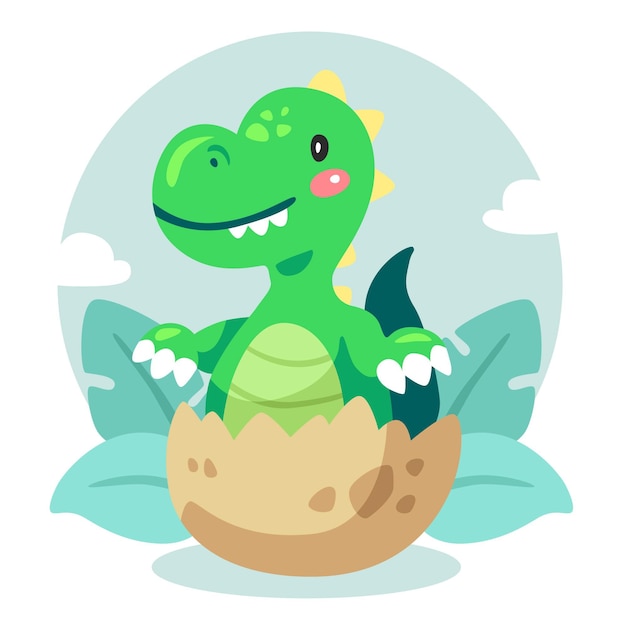 Cartoon adorable baby dinosaur illustrated