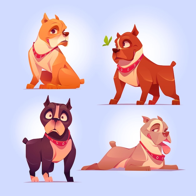 Free Vector cartoon adorable pitbull collection