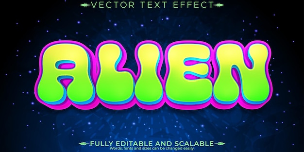 Free Vector cartoon alien text effect editable scary and evil text style