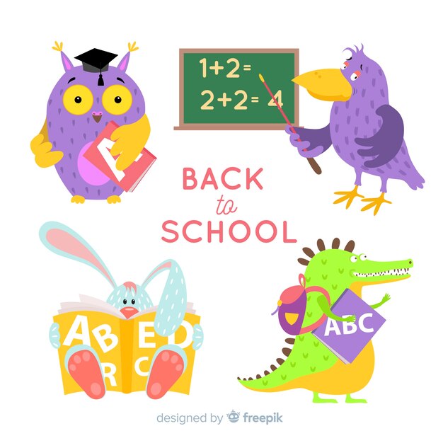 Cartoon animal collection back to school