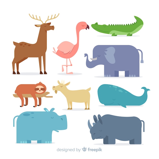 Free Vector cartoon animal collection in flat design