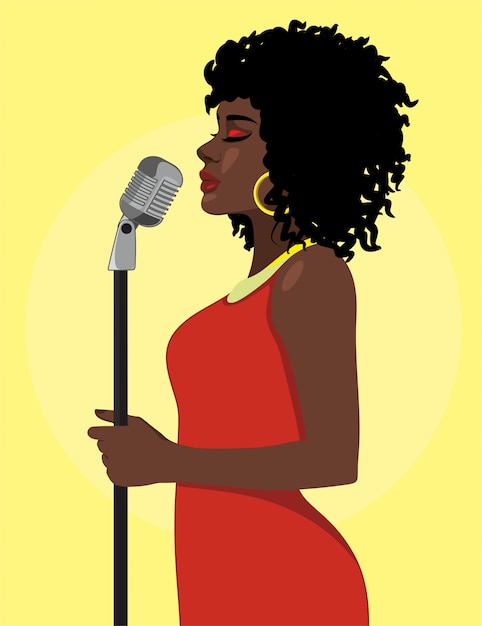 Free Vector cartoon attractive female singer concept