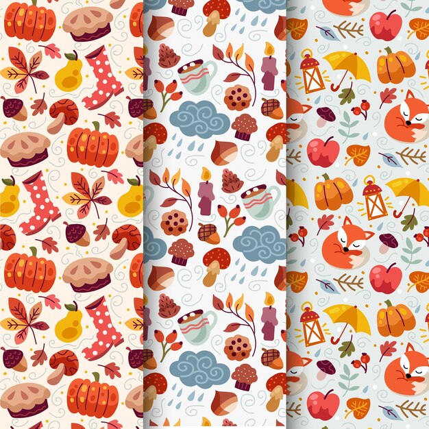 Cartoon autumn pattern collection