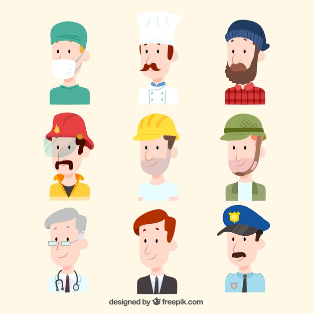 Cartoon avatars with flat design