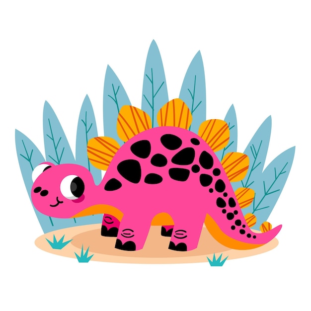 Cartoon baby dinosaur illustrated