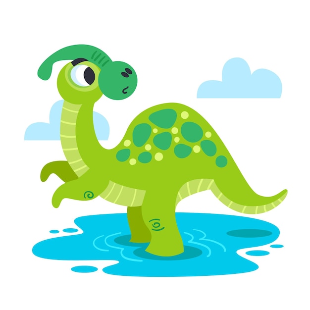 Cartoon baby dinosaur illustrated