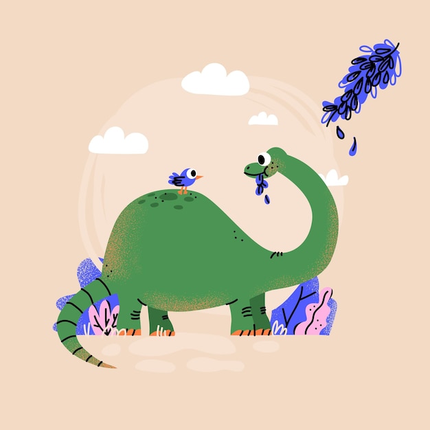 Cartoon baby dinosaur illustrated