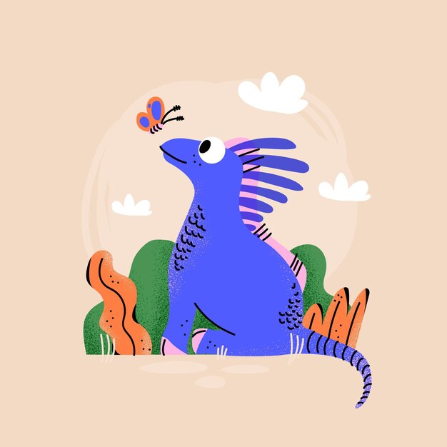 Cartoon baby dinosaur illustrated