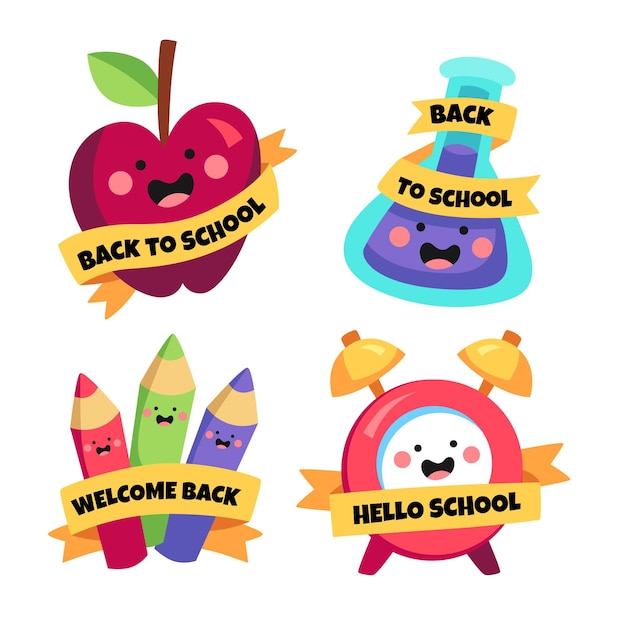 Free Vector cartoon back to school badges collection