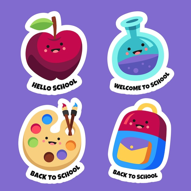 Free Vector cartoon back to school badges collection