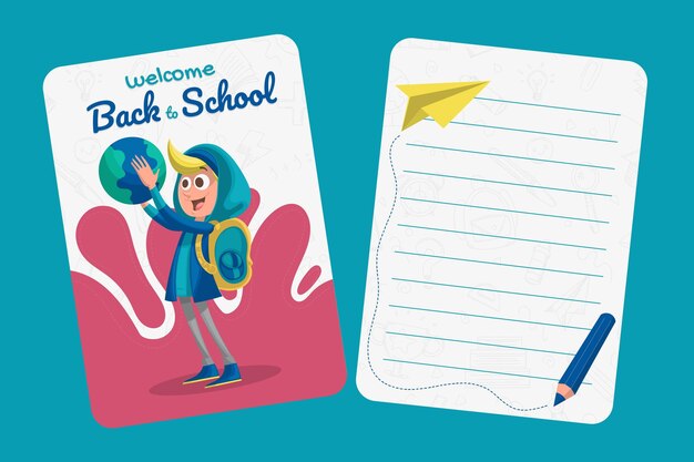 Cartoon back to school card template