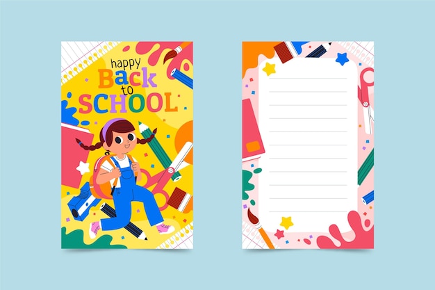 Cartoon back to school card template