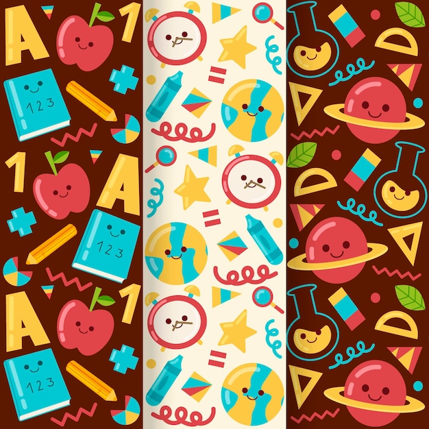 Cartoon back to school pattern collection