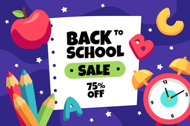 Cartoon back to school sale background