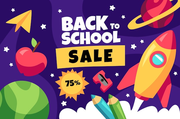 Cartoon back to school sale background