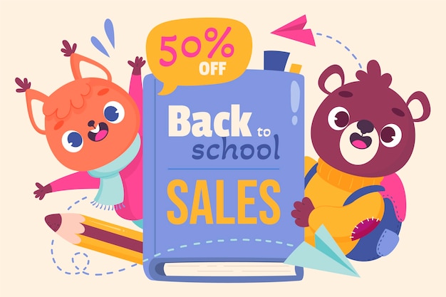 Cartoon back to school sale background