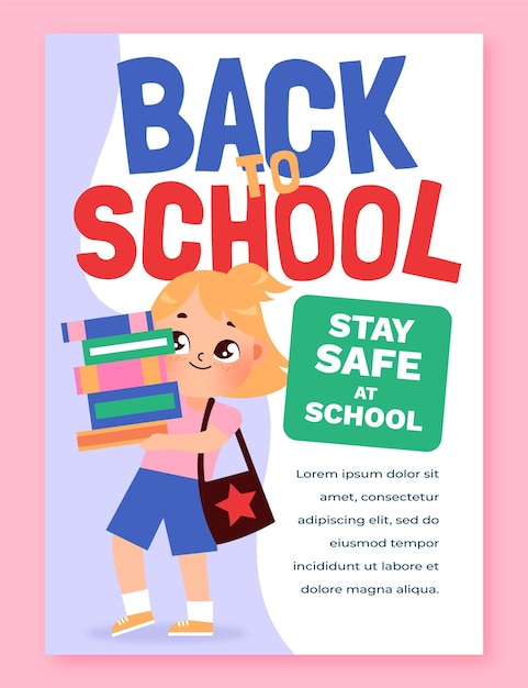 Free vector cartoon back to school vertical poster template