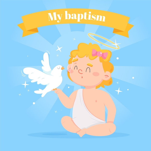 Cartoon baptism concept illustration