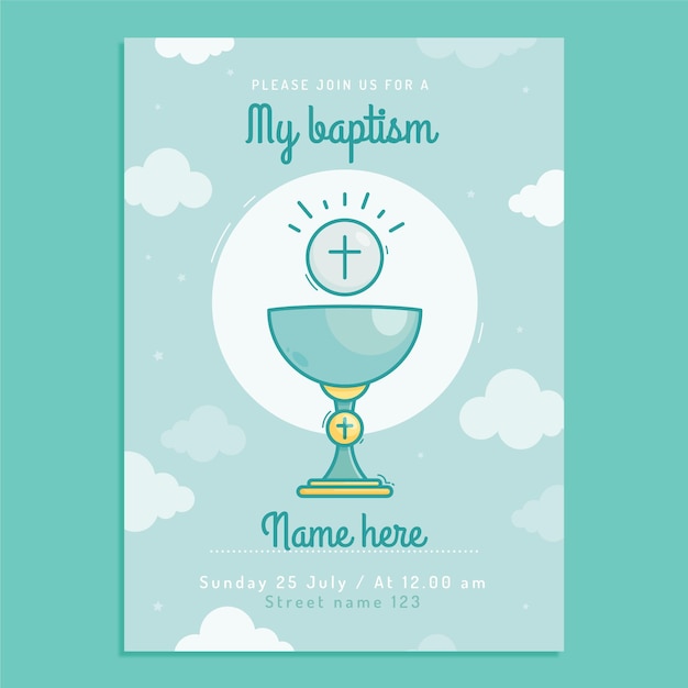 Free vector cartoon baptism invitation template