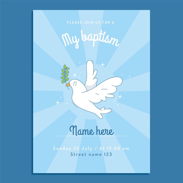 Free vector cartoon baptism invitation template