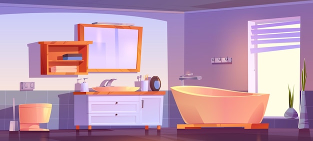 Free Vector cartoon bathroom interior design