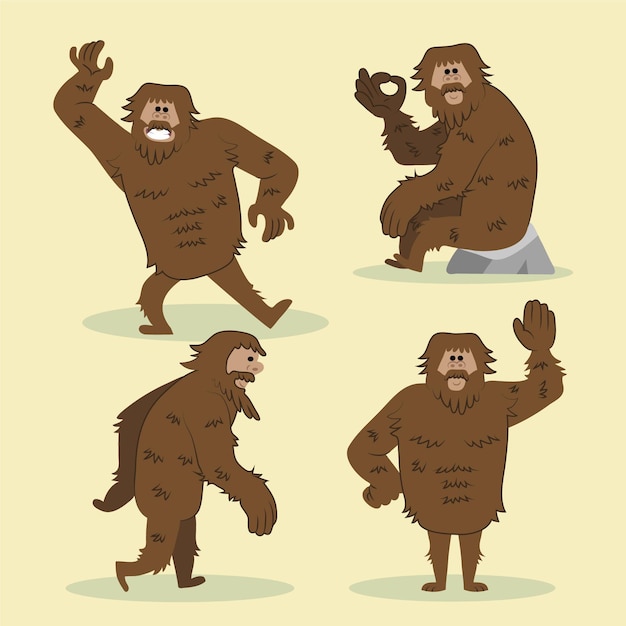 Free Vector cartoon bigfoot sasquatch character collection