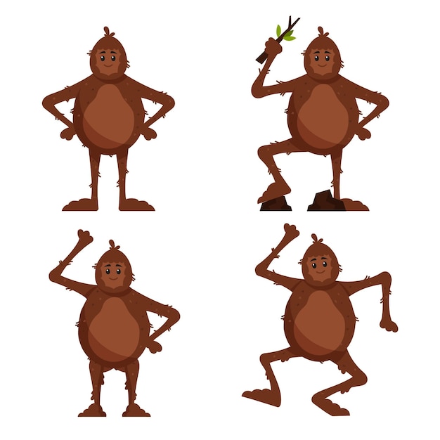 Free Vector cartoon bigfoot sasquatch character set