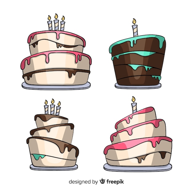 Free Vector cartoon birthday cake collection