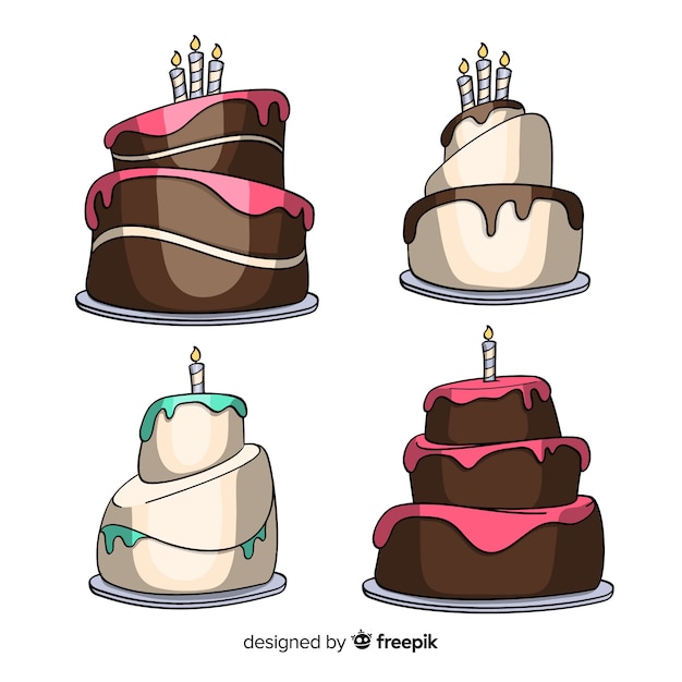 Free Vector cartoon birthday cake collection