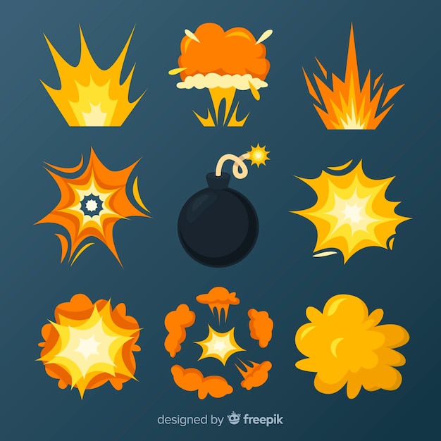 Free Vector cartoon bomb and bomb explosion effect collection