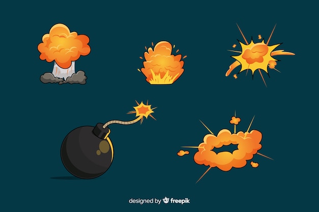 Cartoon bomb and bomb explosion effect collection