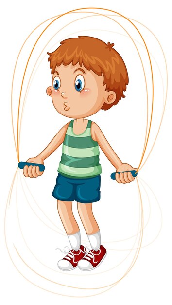 Cartoon boy jumping rope