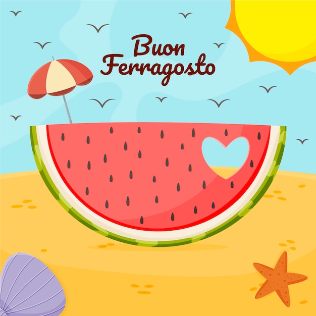 Free vector cartoon buon ferragosto illustration