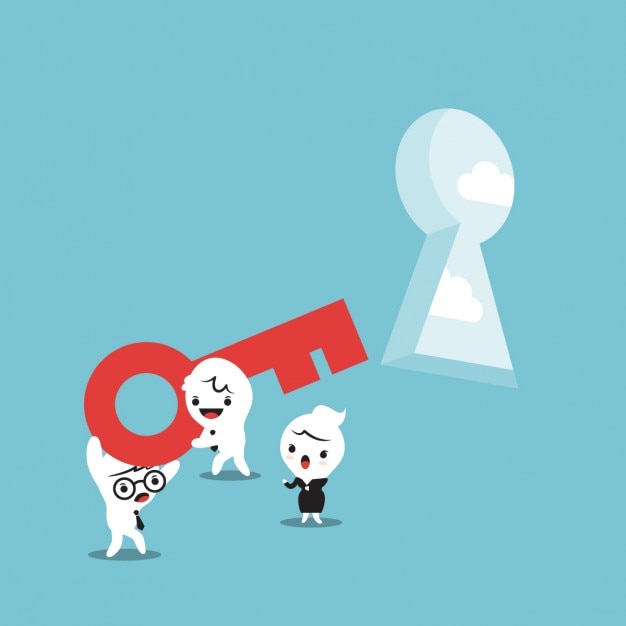 Free Vector cartoon of business people with a key