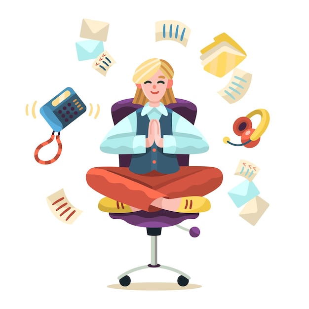 Free Vector cartoon business person meditating