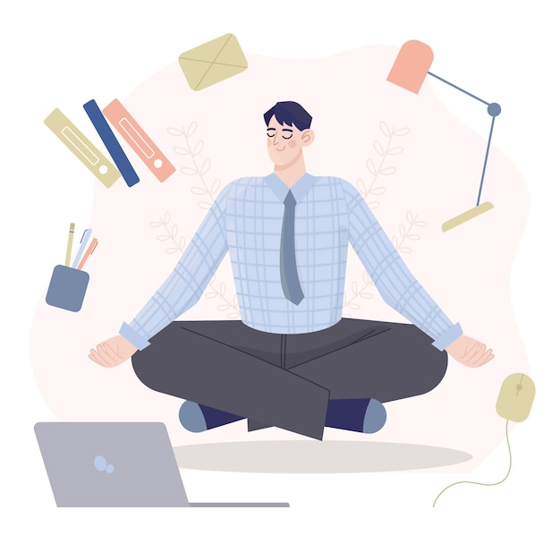 Free Vector cartoon businessman meditating