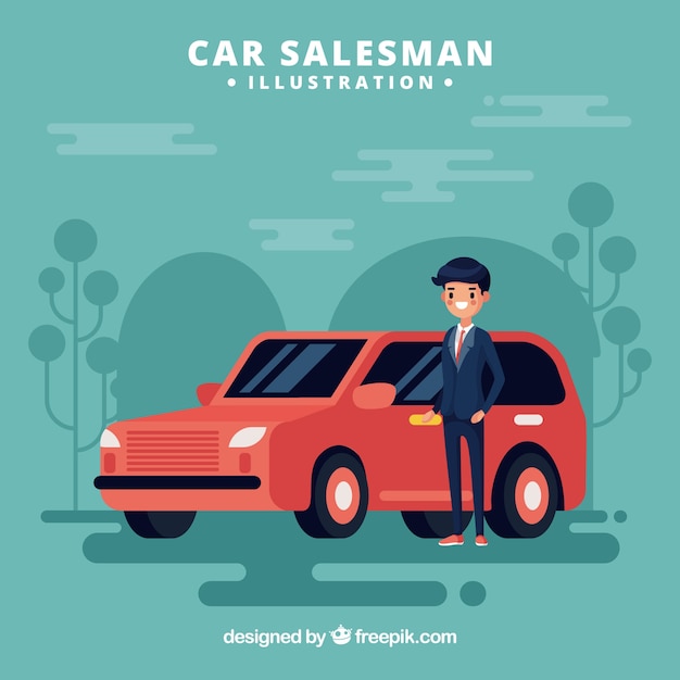 Free Vector cartoon car salesman design