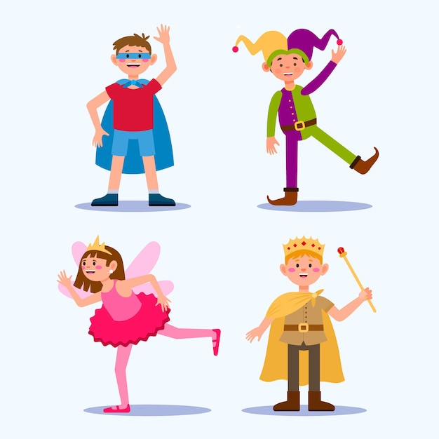 Free Vector cartoon carnival kids set