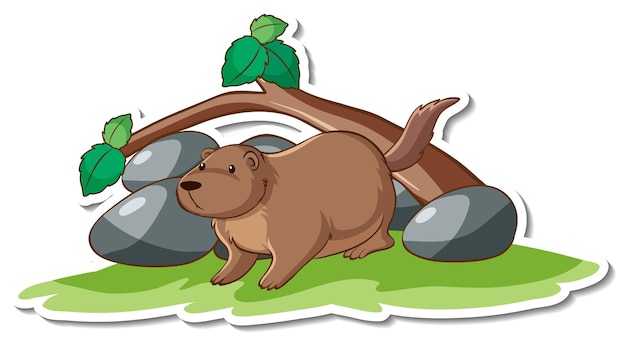 Free Vector cartoon character of cute otter sticker