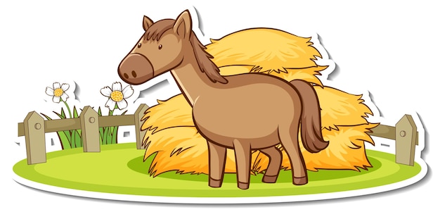 Cartoon character of a horse in the farm sticker