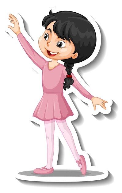 Cartoon character sticker with a girl dance ballet