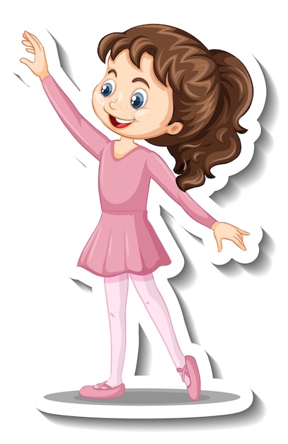 Cartoon character sticker with a girl dance ballet