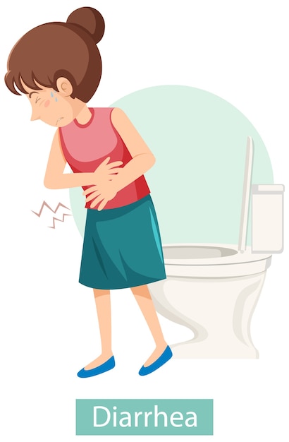 Free vector cartoon character with diarrhea symptoms