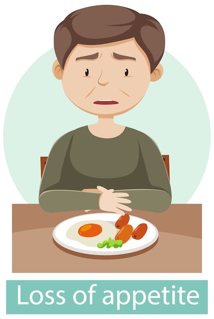 Free Vector cartoon character with loss of appetite symptoms