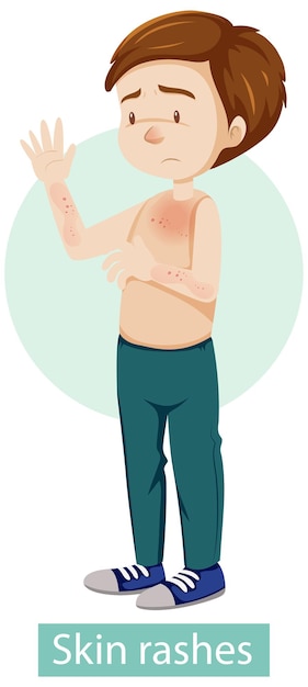 Free Vector cartoon character with skin rashes symptoms